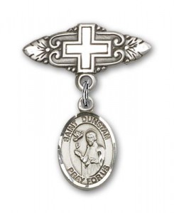 Pin Badge with St. Dunstan Charm and Badge Pin with Cross [BLBP2274]