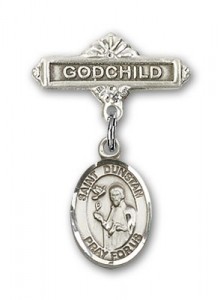 Pin Badge with St. Dunstan Charm and Godchild Badge Pin [BLBP2278]