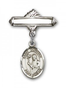 Pin Badge with St. Dunstan Charm and Polished Engravable Badge Pin [BLBP2273]