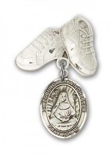 Pin Badge with St. Edburga of Winchester Charm and Baby Boots Pin [BLBP2132]
