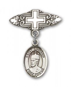 Pin Badge with St. Edward the Confessor Charm and Badge Pin with Cross [BLBP0442]