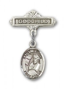 Pin Badge with St. Edwin Charm and Godchild Badge Pin [BLBP2313]