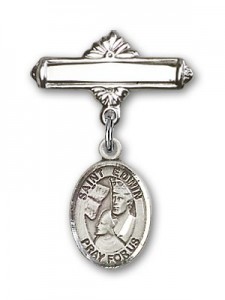Pin Badge with St. Edwin Charm and Polished Engravable Badge Pin [BLBP2308]