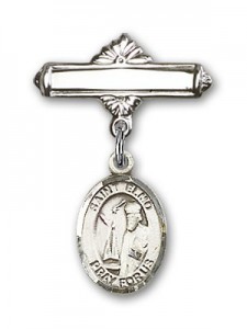 Pin Badge with St. Elmo Charm and Polished Engravable Badge Pin [BLBP0476]