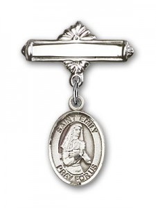 Pin Badge with St. Emily de Vialar Charm and Polished Engravable Badge Pin [BLBP0588]