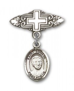 Pin Badge with St. Eugene de Mazenod Charm and Badge Pin with Cross [BLBP1730]