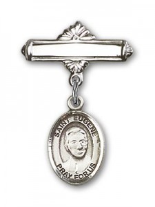 Pin Badge with St. Eugene de Mazenod Charm and Polished Engravable Badge Pin [BLBP1729]