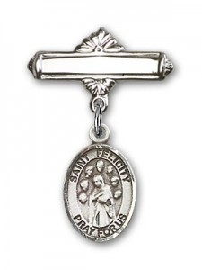 Pin Badge with St. Felicity Charm and Polished Engravable Badge Pin [BLBP2210]