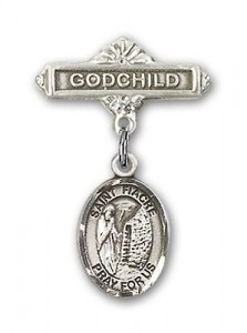 Pin Badge with St. Fiacre Charm and Godchild Badge Pin [BLBP1956]