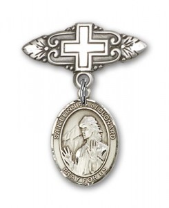 Pin Badge with St. Finnian of Clonard Charm and Badge Pin with Cross [BLBP2022]