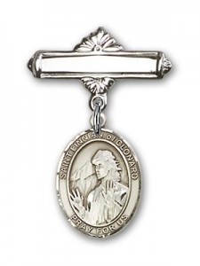 Pin Badge with St. Finnian of Clonard Charm and Polished Engravable Badge Pin [BLBP2021]