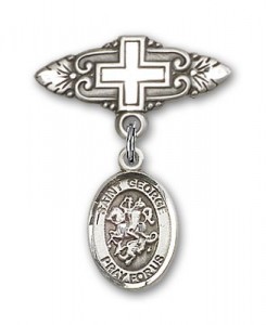 Pin Badge with St. George Charm and Badge Pin with Cross [BLBP0540]