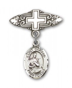 Pin Badge with St. Gerard Charm and Badge Pin with Cross [BLBP0554]