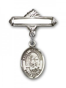 Pin Badge with St. Germaine Cousin Charm and Polished Engravable Badge Pin [BLBP1358]