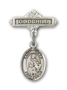 Pin Badge with St. Giles Charm and Godchild Badge Pin [BLBP2257]