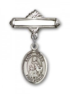 Pin Badge with St. Giles Charm and Polished Engravable Badge Pin [BLBP2252]