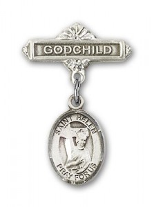 Pin Badge with St. Helen Charm and Godchild Badge Pin [BLBP0565]