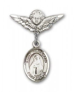 Pin Badge with St. Hildegard Von Bingen Charm and Angel with Smaller Wings Badge Pin [BLBP1698]