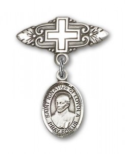Pin Badge with St. Ignatius Charm and Badge Pin with Cross [BLBP1401]