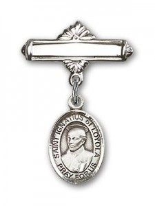 Pin Badge with St. Ignatius Charm and Polished Engravable Badge Pin [BLBP1400]