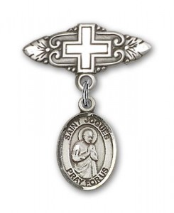 Pin Badge with St. Isaac Jogues Charm and Badge Pin with Cross [BLBP1366]