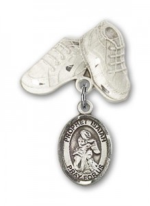 Pin Badge with St. Isaiah Charm and Baby Boots Pin [BLBP1686]
