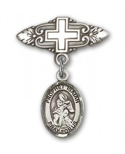 Pin Badge with St. Isaiah Charm and Badge Pin with Cross [BLBP1681]