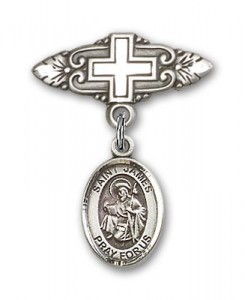 Pin Badge with St. James the Greater Charm and Badge Pin with Cross [BLBP0610]
