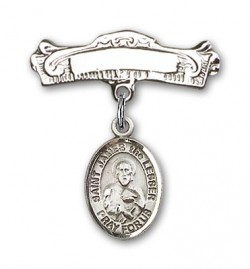 Pin Badge with St. James the Lesser Charm and Arched Polished Engravable Badge Pin [BLBP1808]