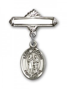 Pin Badge with St. Joachim Charm and Polished Engravable Badge Pin [BLBP2245]