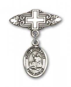 Pin Badge with St. John Licci Charm and Badge Pin with Cross [BLBP2288]