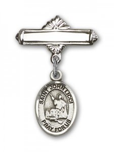 Pin Badge with St. John Licci Charm and Polished Engravable Badge Pin [BLBP2287]