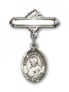 Pin Badge with St. John Neumann Charm and Polished Engravable Badge Pin [BLBP1309]