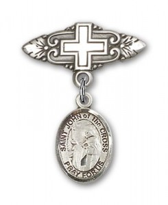 Pin Badge with St. John of the Cross Charm and Badge Pin with Cross [BLBP1499]