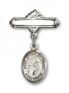 Pin Badge with St. John of the Cross Charm and Polished Engravable Badge Pin [BLBP1498]