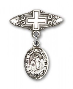 Pin Badge with St. John the Baptist Charm and Badge Pin with Cross [BLBP0638]