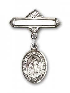 Pin Badge with St. John the Baptist Charm and Polished Engravable Badge Pin [BLBP0637]