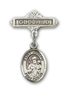 Pin Badge with St. Joseph Charm and Godchild Badge Pin [BLBP0670]