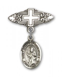 Pin Badge with St. Joseph of Arimathea Charm and Badge Pin with Cross [BLBP1966]