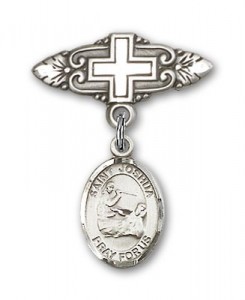 Pin Badge with St. Joshua Charm and Badge Pin with Cross [BLBP0673]
