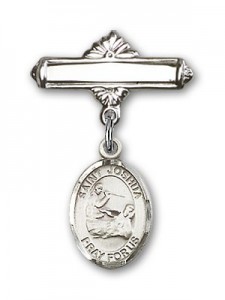 Pin Badge with St. Joshua Charm and Polished Engravable Badge Pin [BLBP0672]