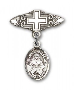 Pin Badge with St. Julie Billiart Charm and Badge Pin with Cross [BLBP1079]