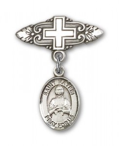 Pin Badge with St. Kateri Charm and Badge Pin with Cross [BLBP0687]