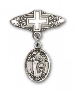 Pin Badge with St. Kenneth Charm and Badge Pin with Cross [BLBP2162]