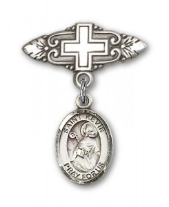 Pin Badge with St. Kevin Charm and Badge Pin with Cross [BLBP0694]