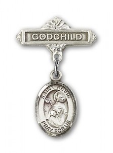 Pin Badge with St. Kevin Charm and Godchild Badge Pin [BLBP0698]