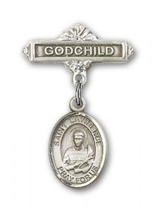 Pin Badge with St. Lawrence Charm and Godchild Badge Pin [BLBP0705]