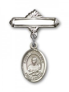 Pin Badge with St. Lawrence Charm and Polished Engravable Badge Pin [BLBP0700]