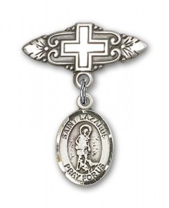 Pin Badge with St. Lazarus Charm and Badge Pin with Cross [BLBP0722]