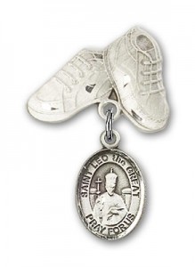 Pin Badge with St. Leo the Great Charm and Baby Boots Pin [BLBP1105]